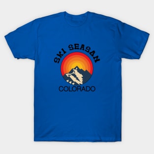 Ski Season, Colorado, Colorado Lifestyle, Skiing, Snowboarding, Ski Mountains, Retro Skiing Mountain T-Shirt